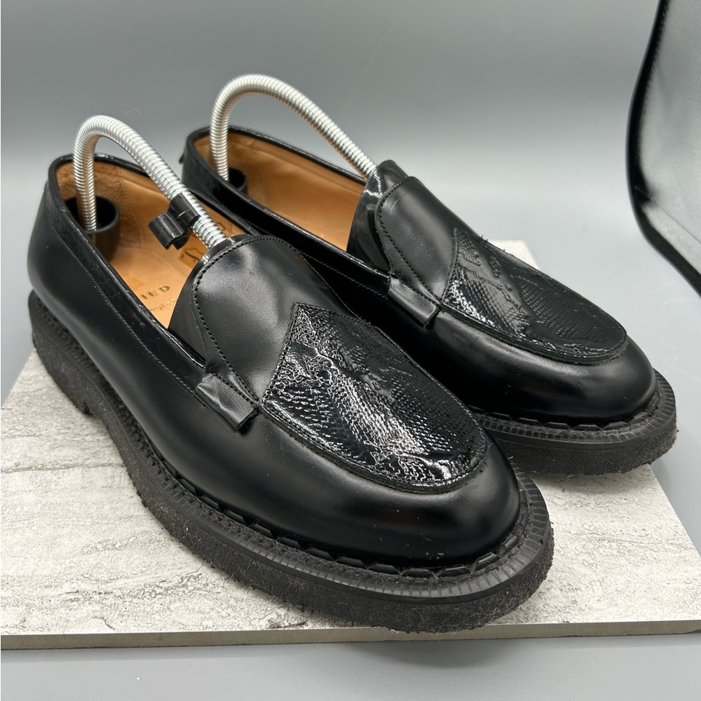 Women’s Black Leather Loafers, Size 8, Purified Brand, Eco Friendly From England